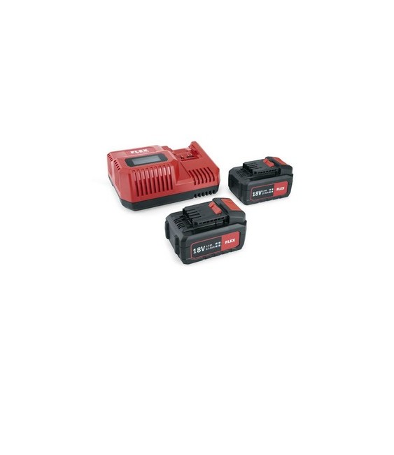FLEX CJTO CARGADOR RAPIDO POWER 55 R + 2 BATERIAS 5.0 AH 18.0