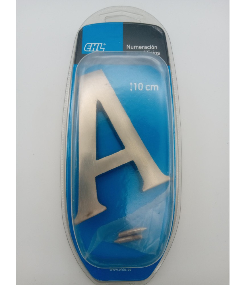 LETRA A 10 CM NIQUEL MATE