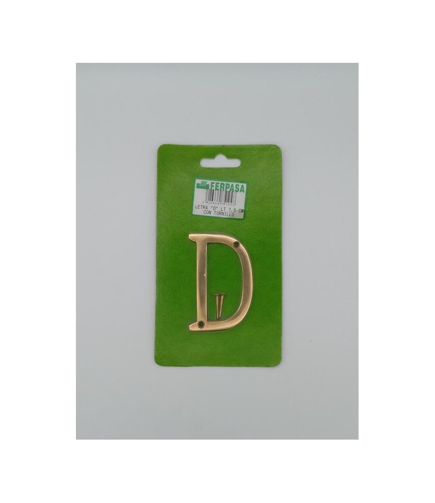LETRA D LATON 7,5 CM C/TORN