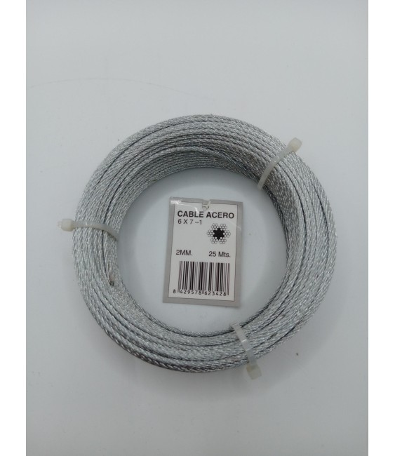 CABLE ACERO GALVANIZADO 2 ROLLO 25 METROS