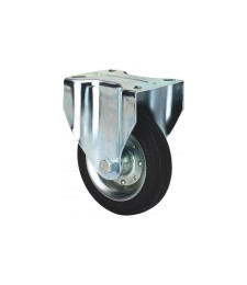 RUEDA FIJA METALICA GOMA NEGRA EJE RODILLOS REF.2-4839