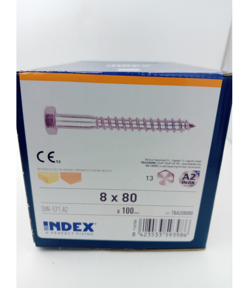 TIRAFONDO DIN 571 8X80 INOX A-2