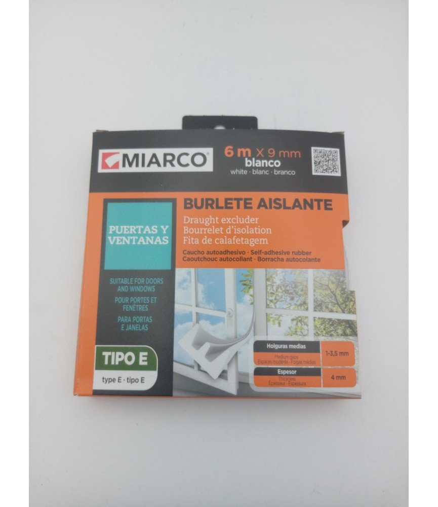 BURLETE ADHESIVO BLANCO 9MMX6MT RF-1695