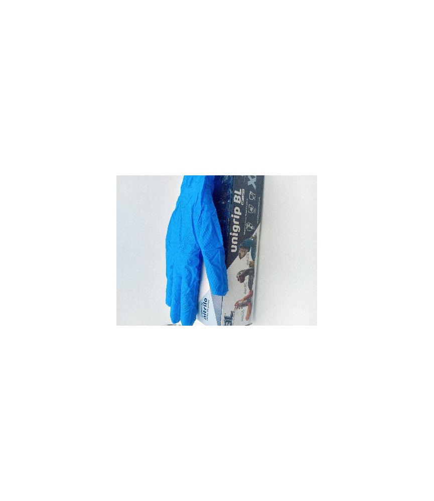 GUANTES DESECHABLES NITRILO LIBRE DE POLVO AZULES T.XL (protecc.quimica tipo B)