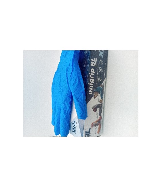 GUANTES DESECHABLES NITRILO LIBRE DE POLVO AZULES T.XL (protecc.quimica tipo B)