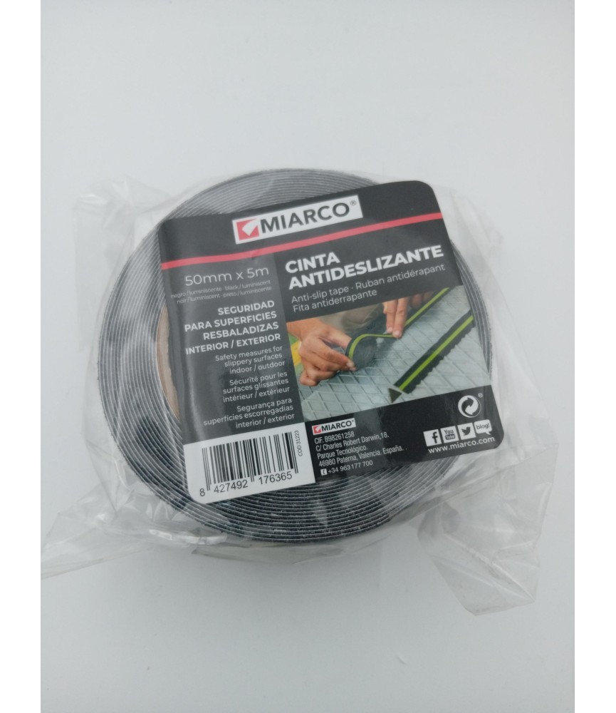 CINTA ANTIDESLIZANTE NEGRO/LUMINISCENTE 50X5M | Herrajes HE