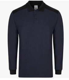 POLO STRETCH BICOLOR MANGA LARGA AZUL NAVY/NEGRO T.L