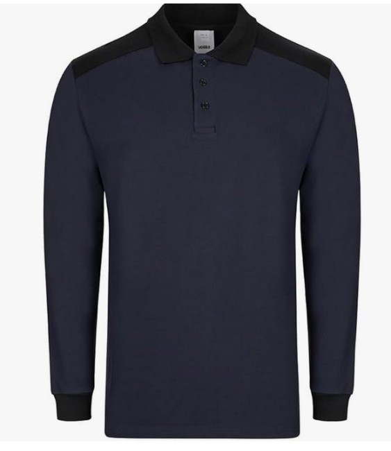 POLO STRETCH BICOLOR MANGA LARGA AZUL NAVY/NEGRO T.L