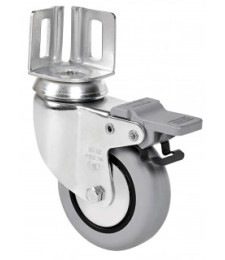 RUEDA GIRATORIA PLETINA ALGULAR FRENO GOMA GRIS LISO REF.2-4635