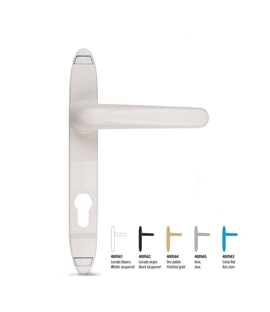 MANIVELA CON PLACA LARGA BERRAL NEGRA | Herrajes HE