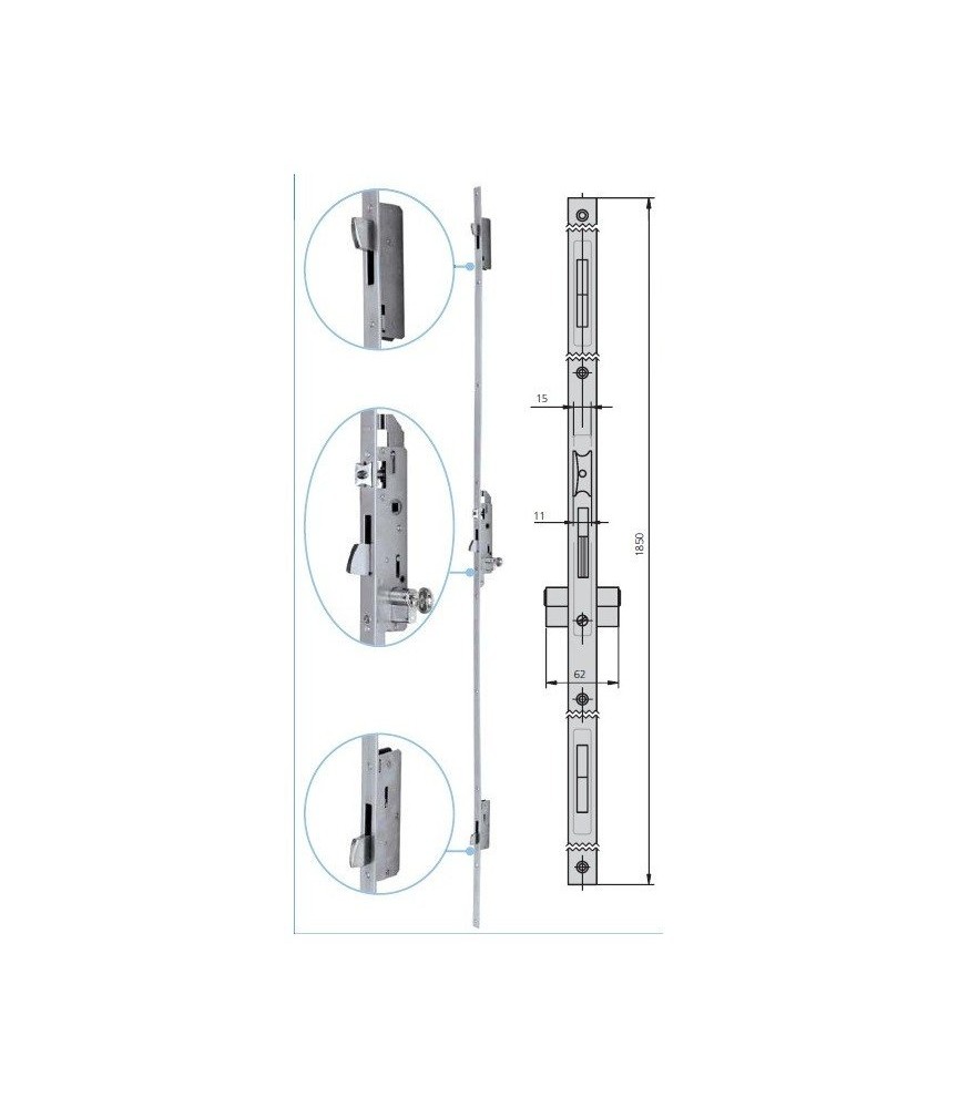 CERRADURA CVL 296V/30/6U 3PTOS SEGURIDAD RODILLO