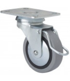 RUEDA 1-0400 GOMA GRIS C/FRENO GIRATORIA | Herrajes HE