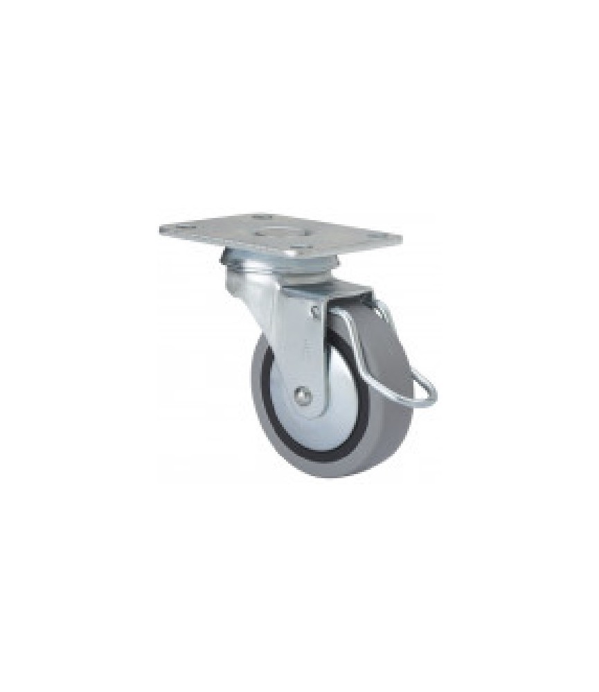 RUEDA 1-0400 GOMA GRIS C/FRENO GIRATORIA | Herrajes HE