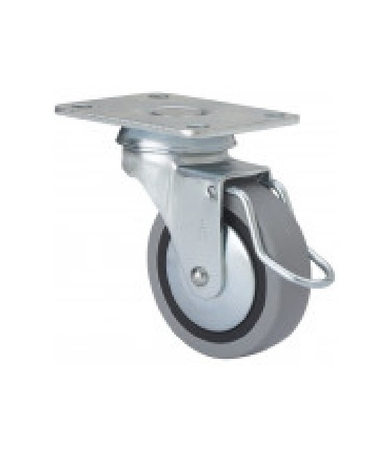 RUEDA 1-0400 GOMA GRIS C/FRENO GIRATORIA | Herrajes HE